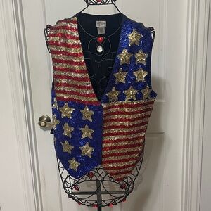 🇺🇸🇺🇸🇺🇸BOGOHO 🇺🇸🇺🇸🇺🇸Sequin American Flag Vest-M